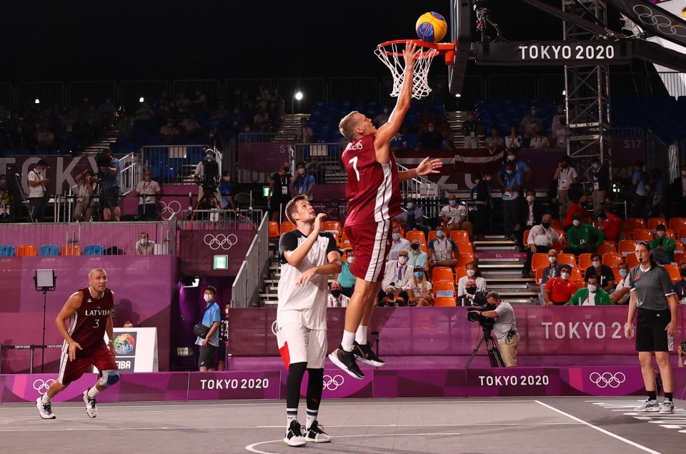 The 3x3 basketball men's final between Russia and Latvia at the 2020 Tokyo Olympics. 