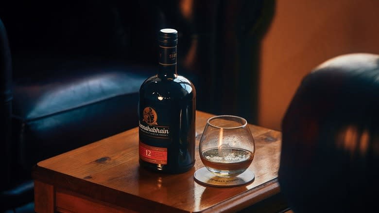 Bunnahabhain 12-year on a table