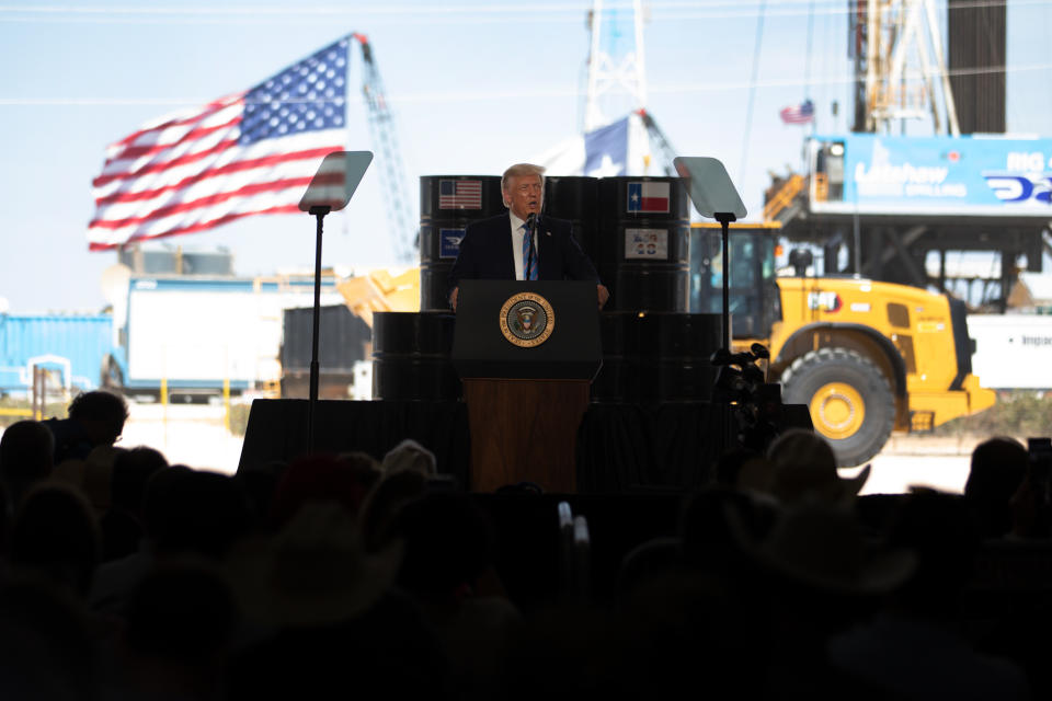 US-Präsident Trump spricht bei Double Eagle Energy in Midland, Texas (Bild: Montinique Monroe/Getty Images)