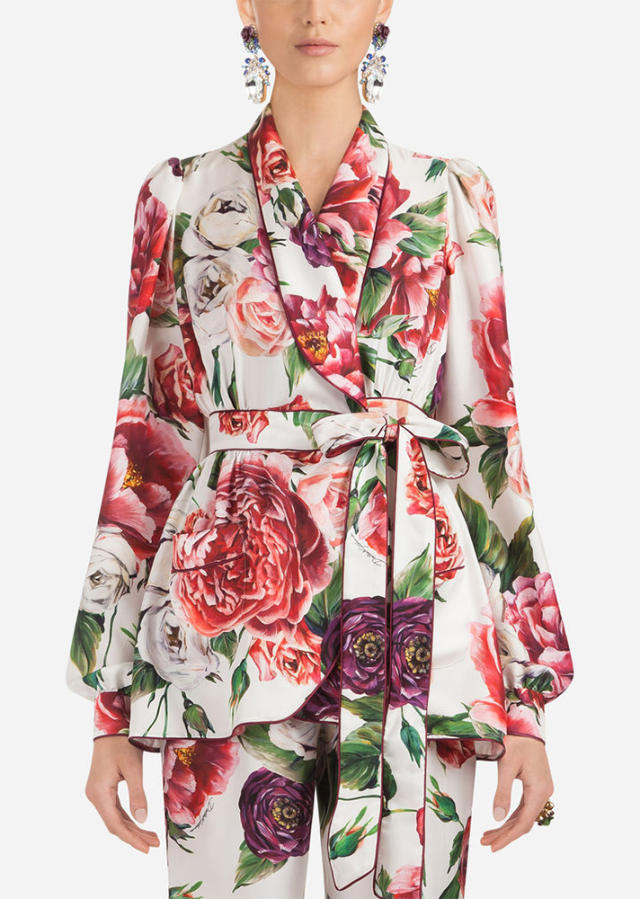 Silk Satin Pajama Shirt in Pink - Dolce Gabbana