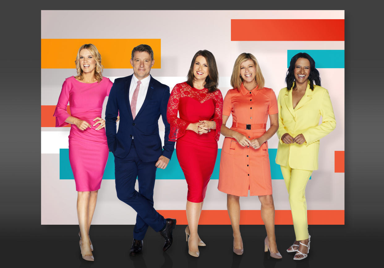 Good Morning Britain presenters Charlotte Hawkins, ben Shephard, Susanna Reid, Kate Garraway and Ranvir Singh (ITV)