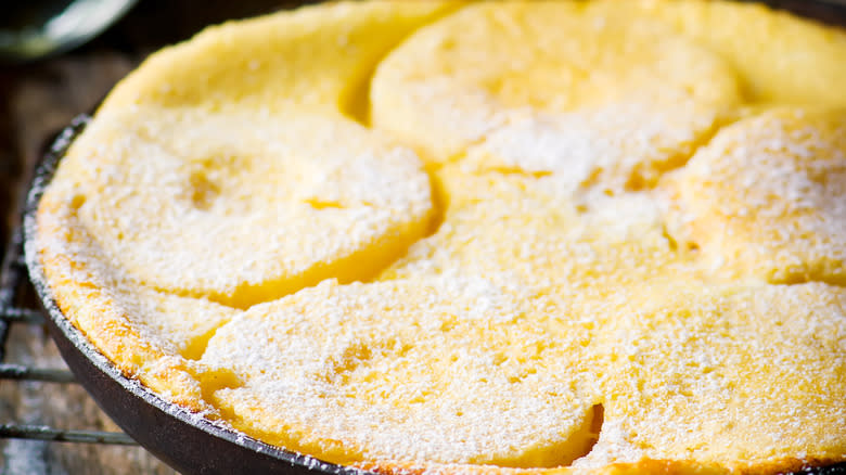 pineapple clafoutis in pan