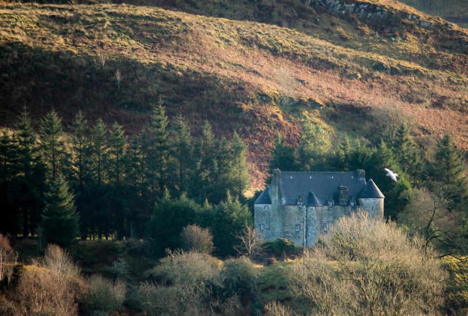 Kilmartin Castle shot from a distance across the ancient Kilmartin glen.