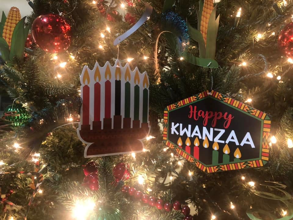 Kwanzaa-themed tree on display at Centre Hill Museum in Old Towne Petersburg.