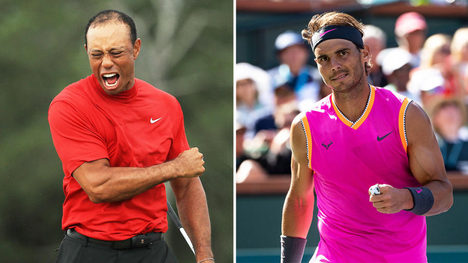 Tiger Woods (pictured left) and Rafael Nadal (pictured right). (Getty Images)