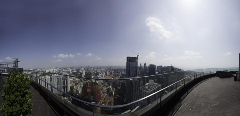 Uninterrupted 360-degree views from the roof terrace of SkySuites@Anson