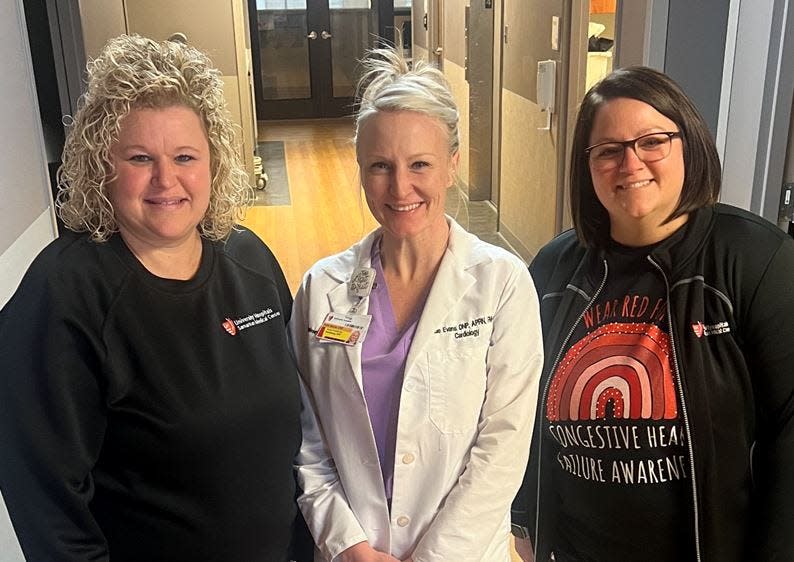 The medical team of UH Samaritan Heart Failure Clinic includes Tasha Hummel, left, Katie Evens and Jenna Greenawalt.