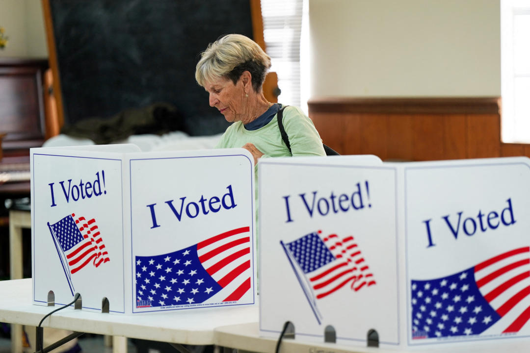 A woman votes at a polling location in South Carolina's GOP primary.