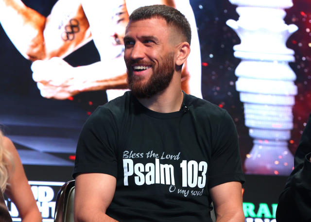 Vasiliy Lomachenko is a 2-1 underdog against Devin Haney on Saturday when they meet for the undisputed lightweight title at the MGM Grand Garden Arena in Las Vegas. (Mikey Williams/Getty Images)