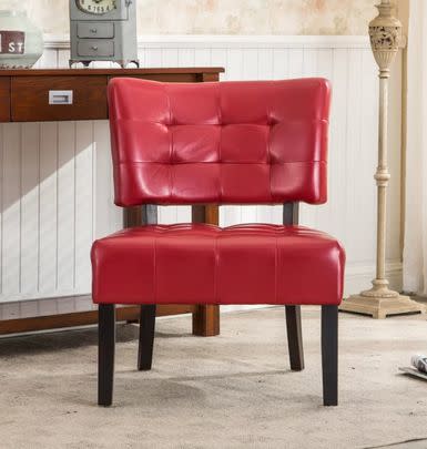 A cheery faux leather chair