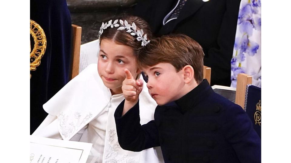 Princess Charlotte and Prince Louis inside Westminster Abbey