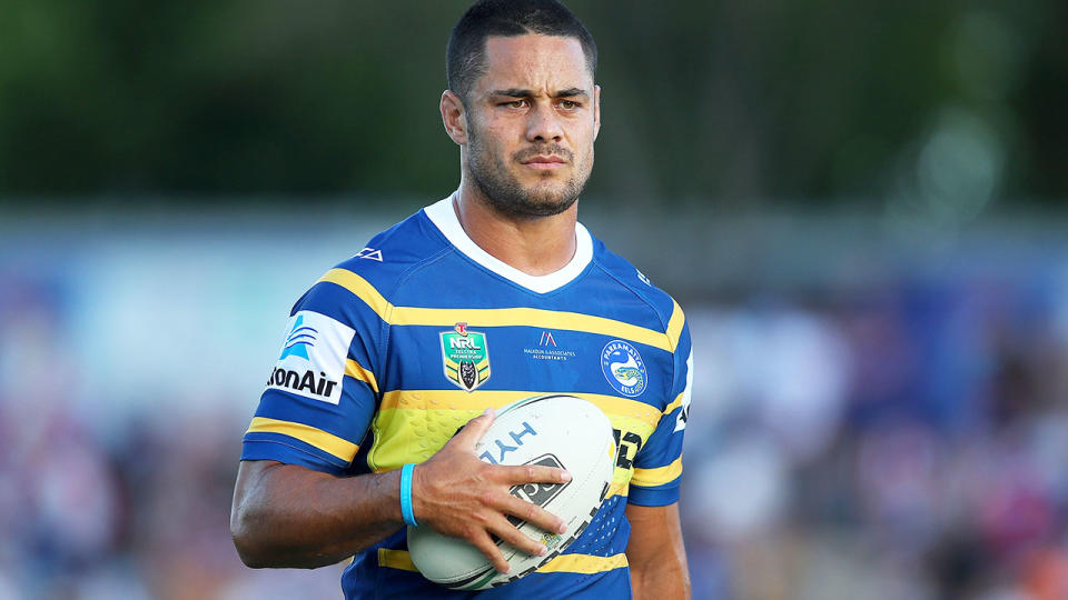 Jarryd Hayne, pictured here in action for the Parramatta Eels in 2018. 