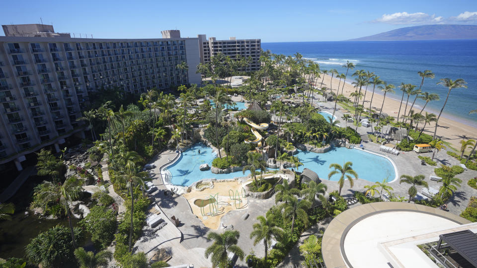 El hotel Westin de Maui el domingo 13 de agosto de 2023, en Lahaina, Hawai. (AP Foto/Rick Bowmer)