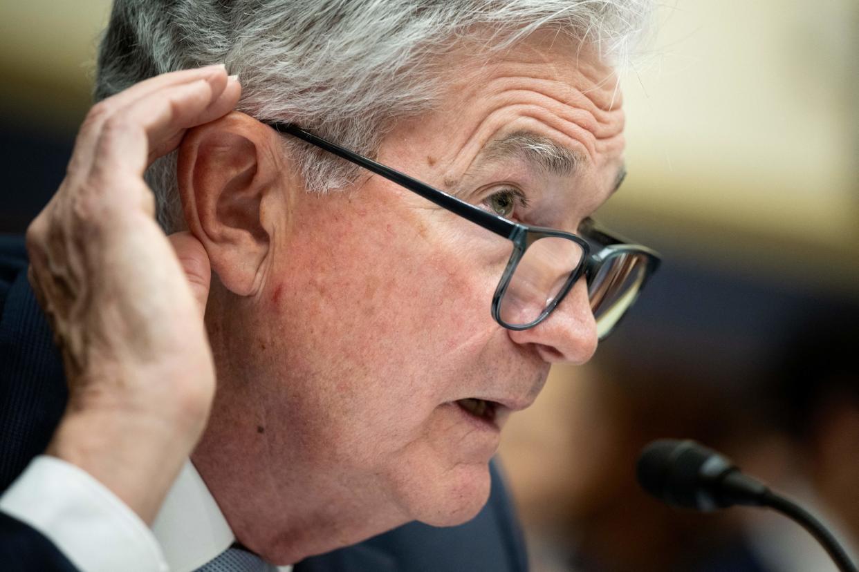 Chairman of the Federal Reserve Jerome H. Powell listens during a hearing of the House Committee on Financial Services on Capitol Hill June 23, 2022, in Washington, DC. (Photo by Brendan Smialowski / AFP) (Photo by BRENDAN SMIALOWSKI/AFP via Getty Images)