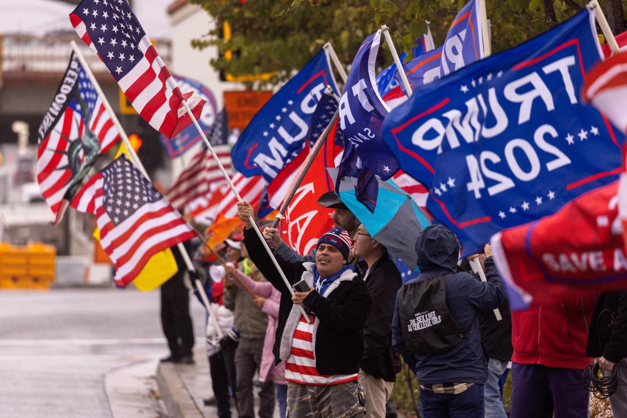 Supporters of former president Donald Trump gather for a loyalty rally (REUTERS)