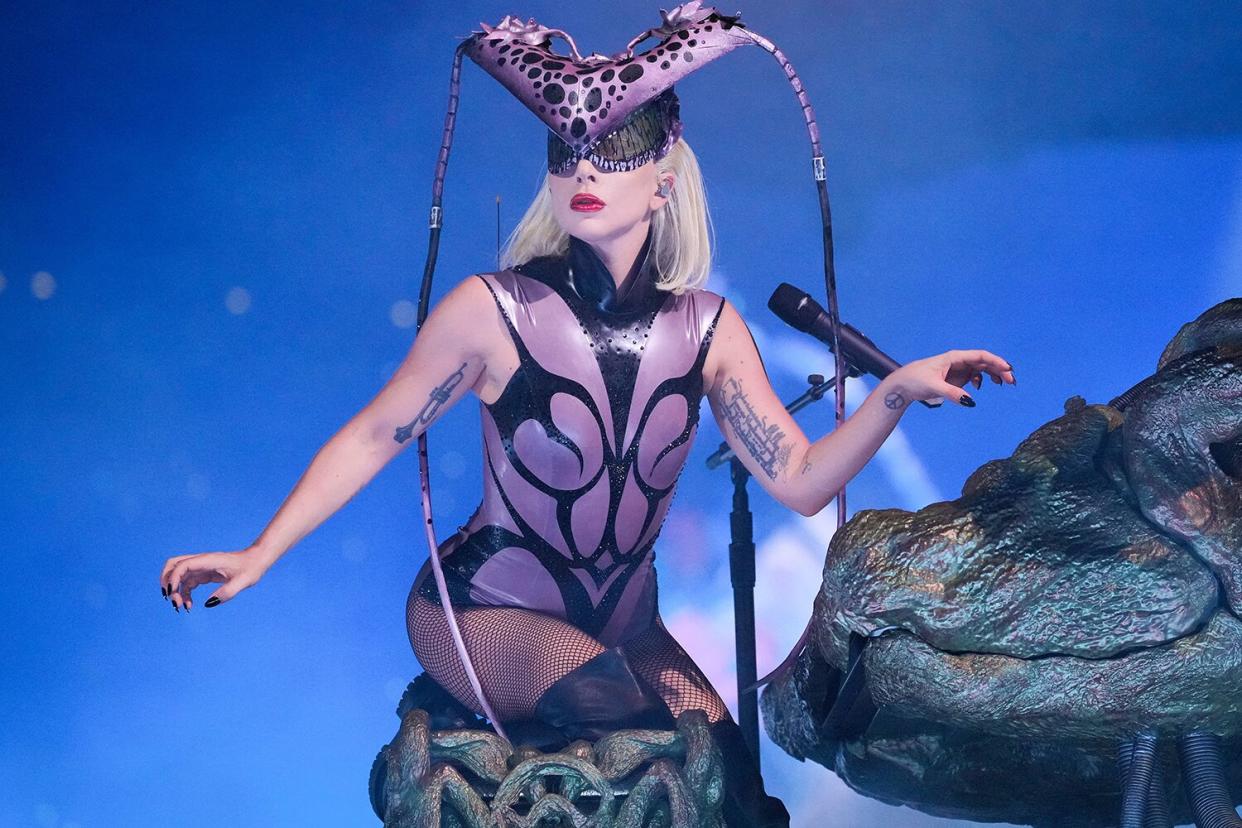Lady Gaga performs on stage during The Chromatica Ball Summer Stadium Tour at Friends Arena on July 21, 2022 in Stockholm, Sweden.