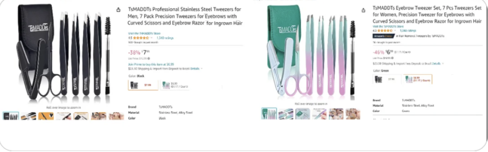 A collection of tweezer sets for various grooming needs displayed with their packaging