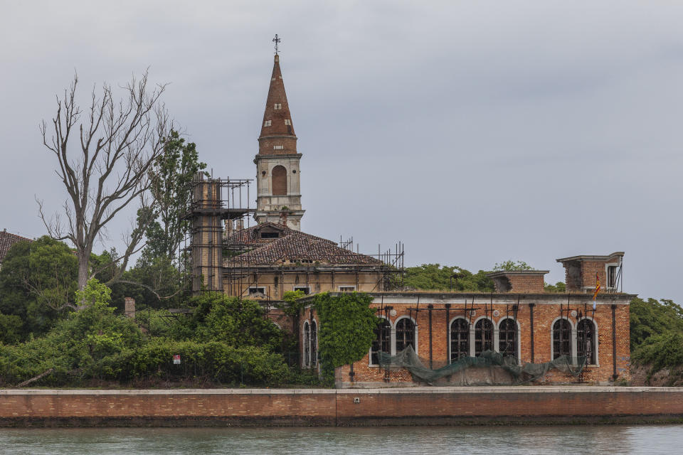 old desolate building with bell tower on a deserted island