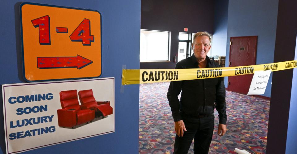 Owner Bill Hanney plans to convert a former video game room at Entertainment Cinemas in South Dennis into a bar and cafe, with alcoholic drinks and dinners that patrons can eat there or take to their movie seats.