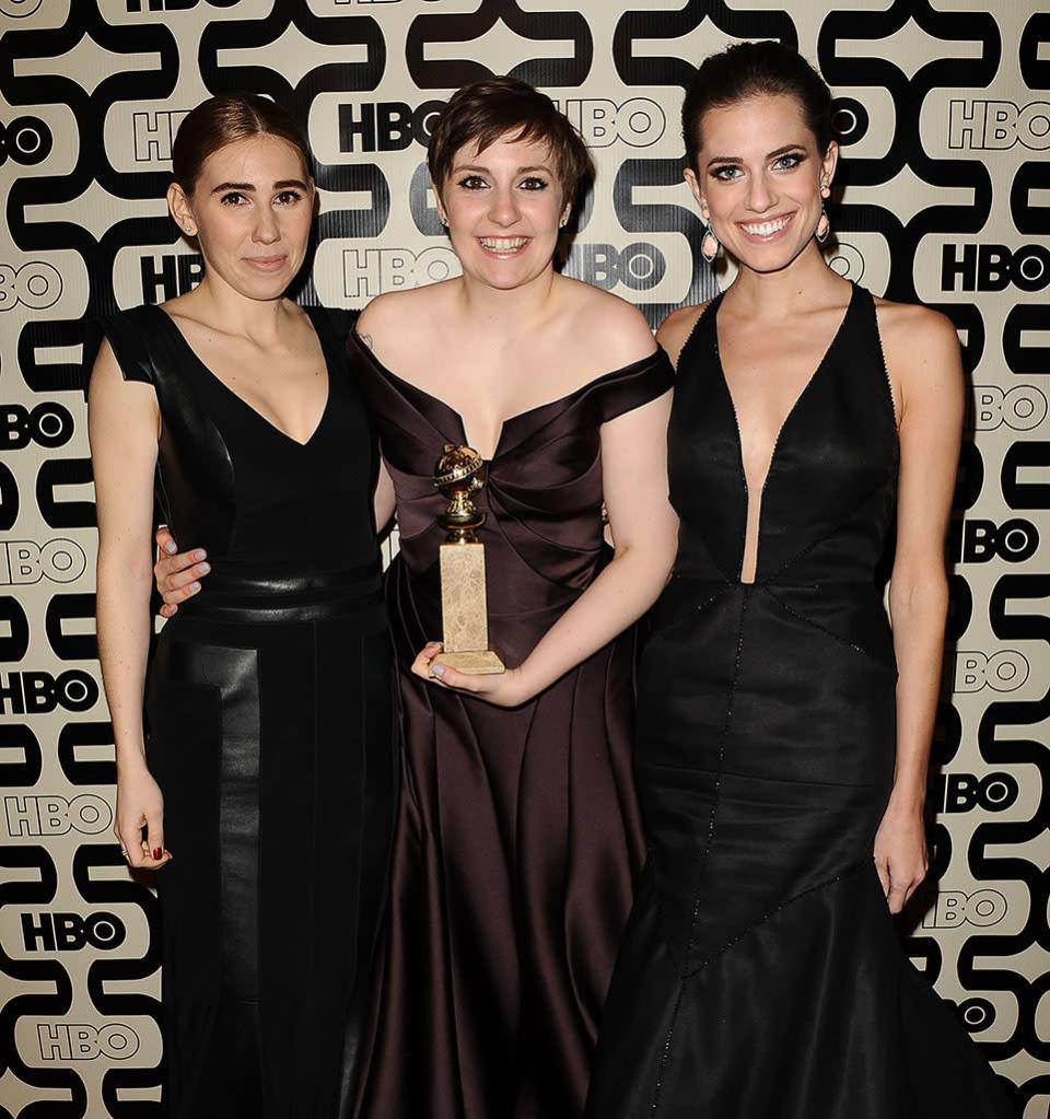 Zosia Mamet, Lena Dunham and Allison Williams attend the HBO after party at the 70th annual Golden Globe Awards at Circa 55 restaurant at the Beverly Hilton Hotel on January 13, 2013 in Los Angeles, California.