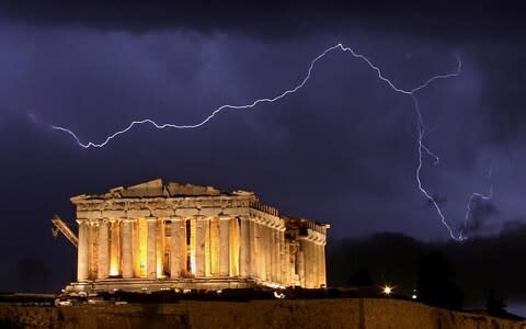 Lightning over the Parthenon - Credit: Getty