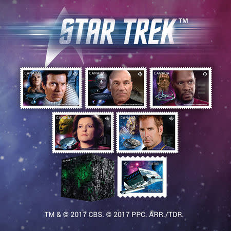 A set of Star Trek stamps issued by Canada Post, is pictured in this undated handout photo obtained by Reuters April 28, 2017. Canada Post/Handout via REUTERS