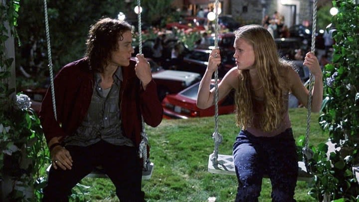 Heath Ledger and Julia Stiles in 10 Things I Hate About You.