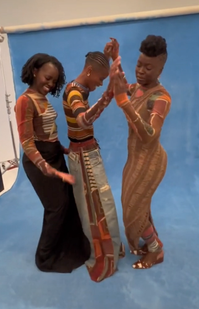 Lupita, Letitia, and Danai dancing