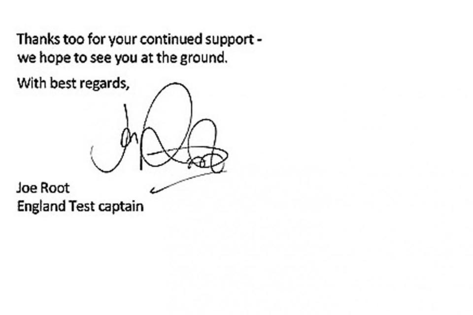 Sorry, guys: England captain Joe Root has written to all the fans affected