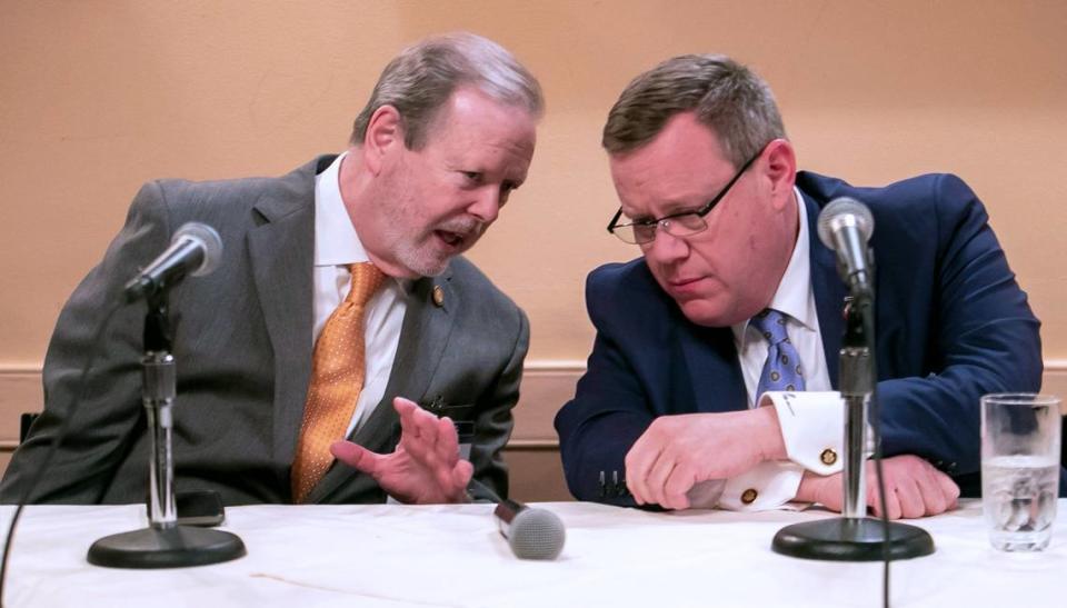 North Carolina’s top Republican leaders, Senate leader Phil Berger, left, and House Speaker Tim Moore.