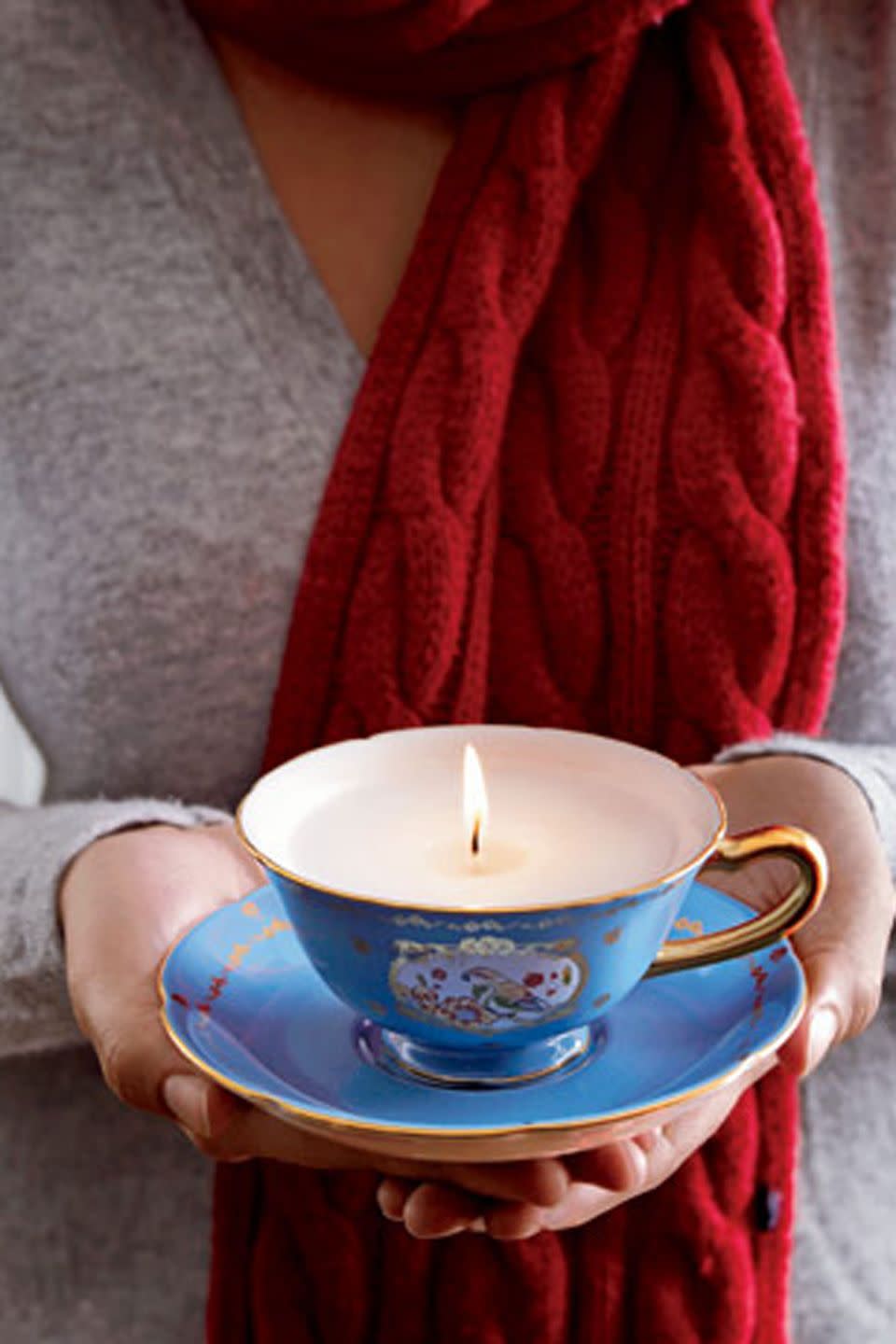 diy, candle, tea cup