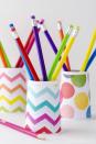 <p>Help them keep track of their school supplies with these colorful DIY holders that can be decorated in whatever pattern they like best. </p><p><em>Get the <strong><a href="https://www.simplejoy.com/diy-pencil-holder/" rel="nofollow noopener" target="_blank" data-ylk="slk:DIY Pencil Holder tutorial;elm:context_link;itc:0;sec:content-canvas" class="link ">DIY Pencil Holder tutorial</a></strong> at Simple Joy.</em></p><p><a class="link " href="https://www.amazon.com/Elmers-Purpose-Sticks-0-77-ounce-sticks/dp/B000U6FJQE/?tag=syn-yahoo-20&ascsubtag=%5Bartid%7C10070.g.3123%5Bsrc%7Cyahoo-us" rel="nofollow noopener" target="_blank" data-ylk="slk:SHOP GLUE STICKS;elm:context_link;itc:0;sec:content-canvas">SHOP GLUE STICKS</a><br></p>