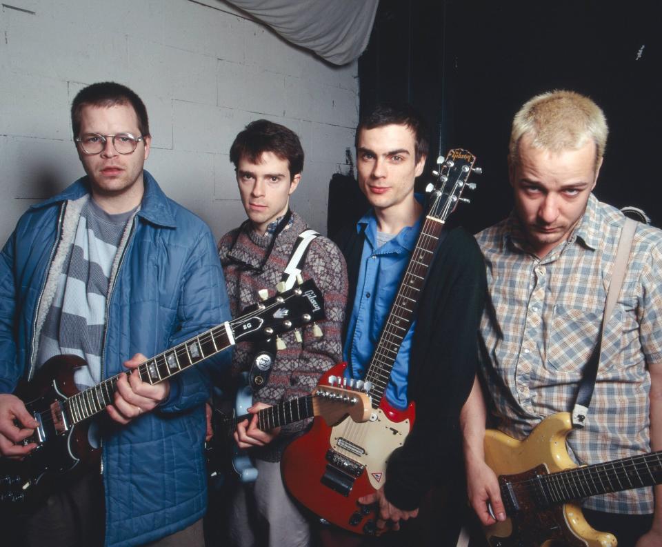 &quot;Weezer&quot;, amerikanische Alternative-Rock-Band, vor einem Konzert in München, Deutschland 1995. Ameican alternative rock band &quot;Weezer&quot; beforre performing live at Munich, Germany 1995.