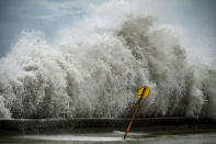 <p>Giant waves hit the Malecon in Havana, Cuba, on Sept. 28, one day after the storm's devastation.</p>