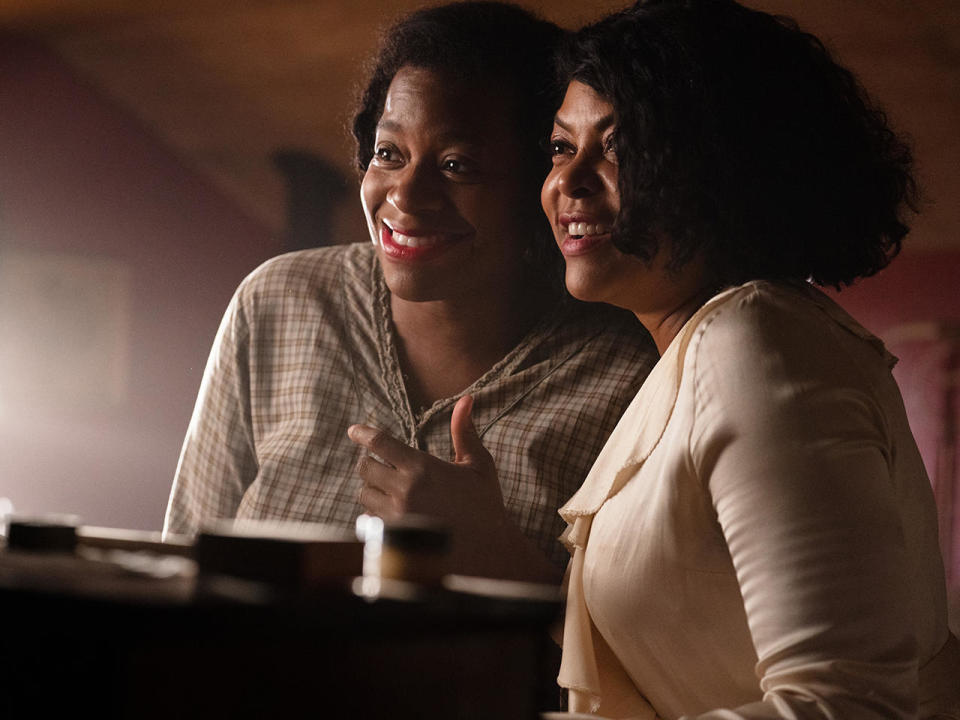 Fantasia Barrino as Celie and Taraji P. Henson as Shug Avery in the new musical adaptation of 