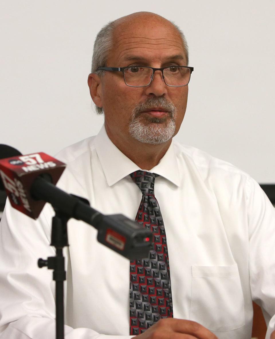 St. Joseph County Prosecutor Ken Cotter speaks Wednesday at a news conference involving the shooting death of 1-year-old Kylin Brooks.