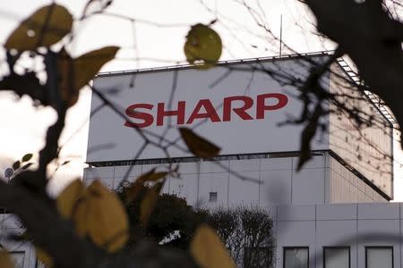 The logo of Sharp Corp is seen at Tochigi plant in Yaita, north of Tokyo, November 19, 2015. REUTERS/Reiji Murai