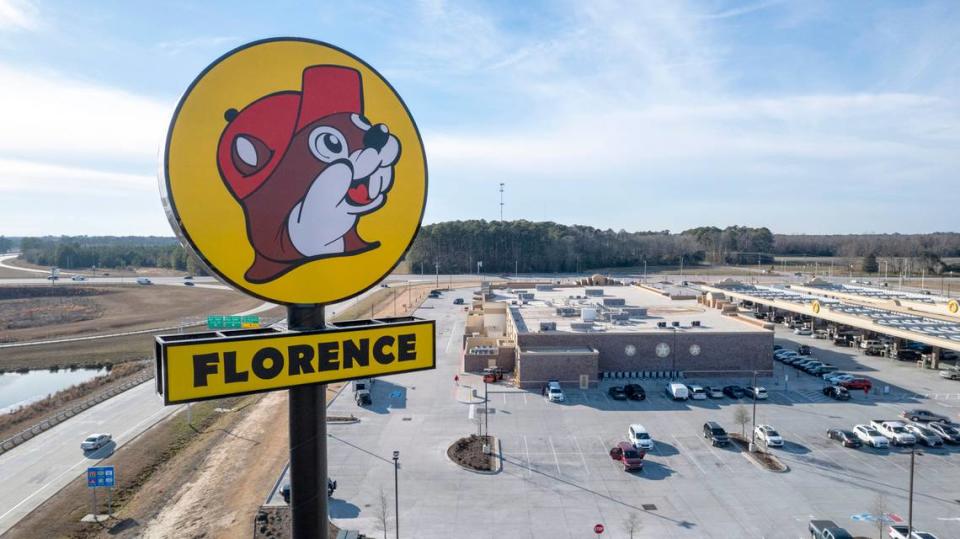 A Buc-ee’s sign along Interstate 95 in Florence, SC.