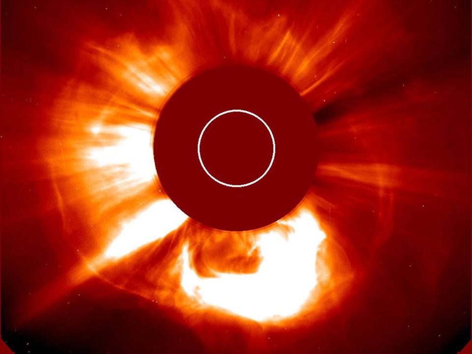A solar eruption is shown in this picture