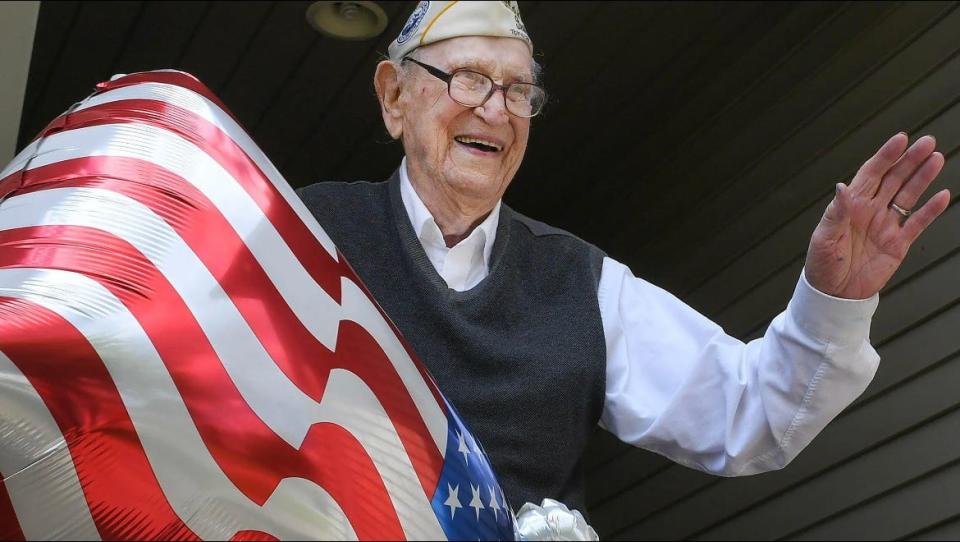 Pictured at age 98 in 2018, Adone "Cal" Calderone was the oldest living Pearl Harbor survivor in Canton. He died at 100 in 2020.