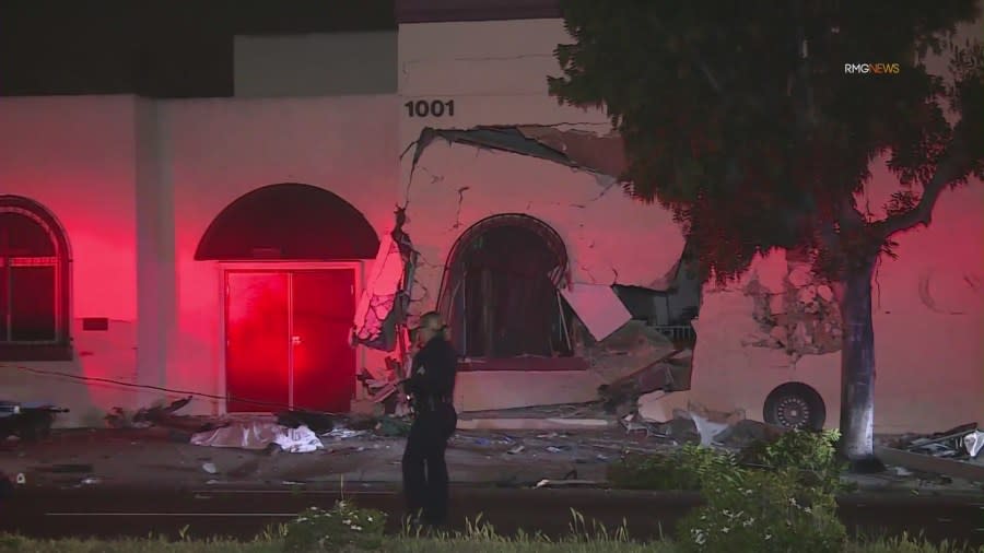 Police investigating a fatal crash at a church in South Los Angeles on May 4, 2024. (RMGNews)
