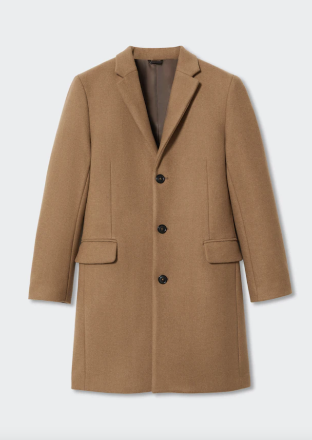 Italian Wool Double Breasted Officer Topcoat in Camel