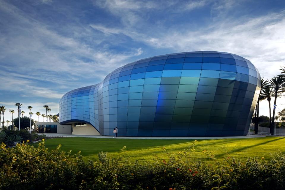 <div class="inline-image__caption"><p>The new biomorphic bright blue Pacific Visions wing at the aquarium.</p></div> <div class="inline-image__credit">Tom Bonner/Aquarium of the Pacific</div>