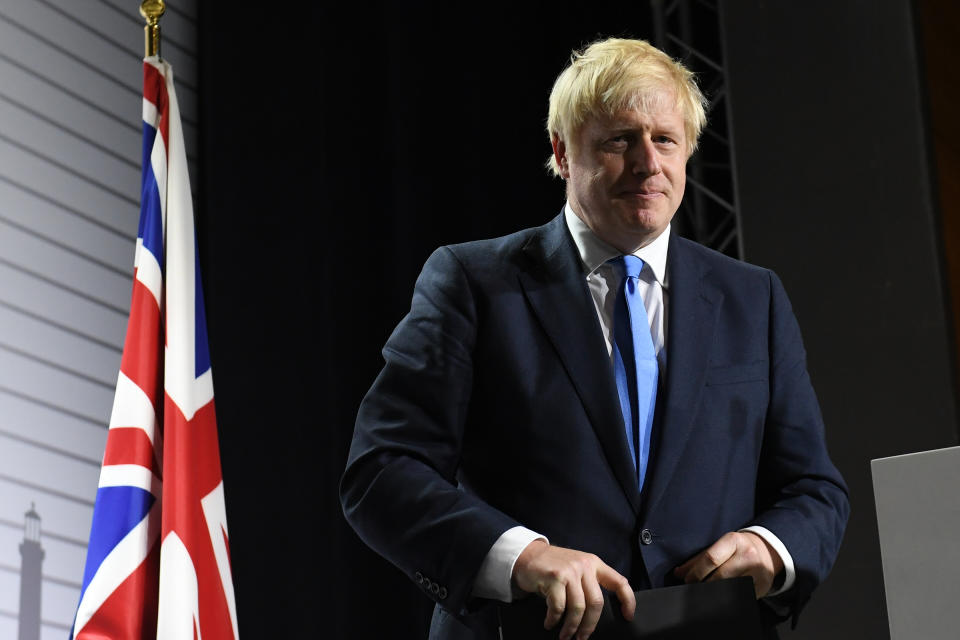 Prime Minister Boris Johnson during a press conference at the conclusion of the G7 summit in Biarritz, France.