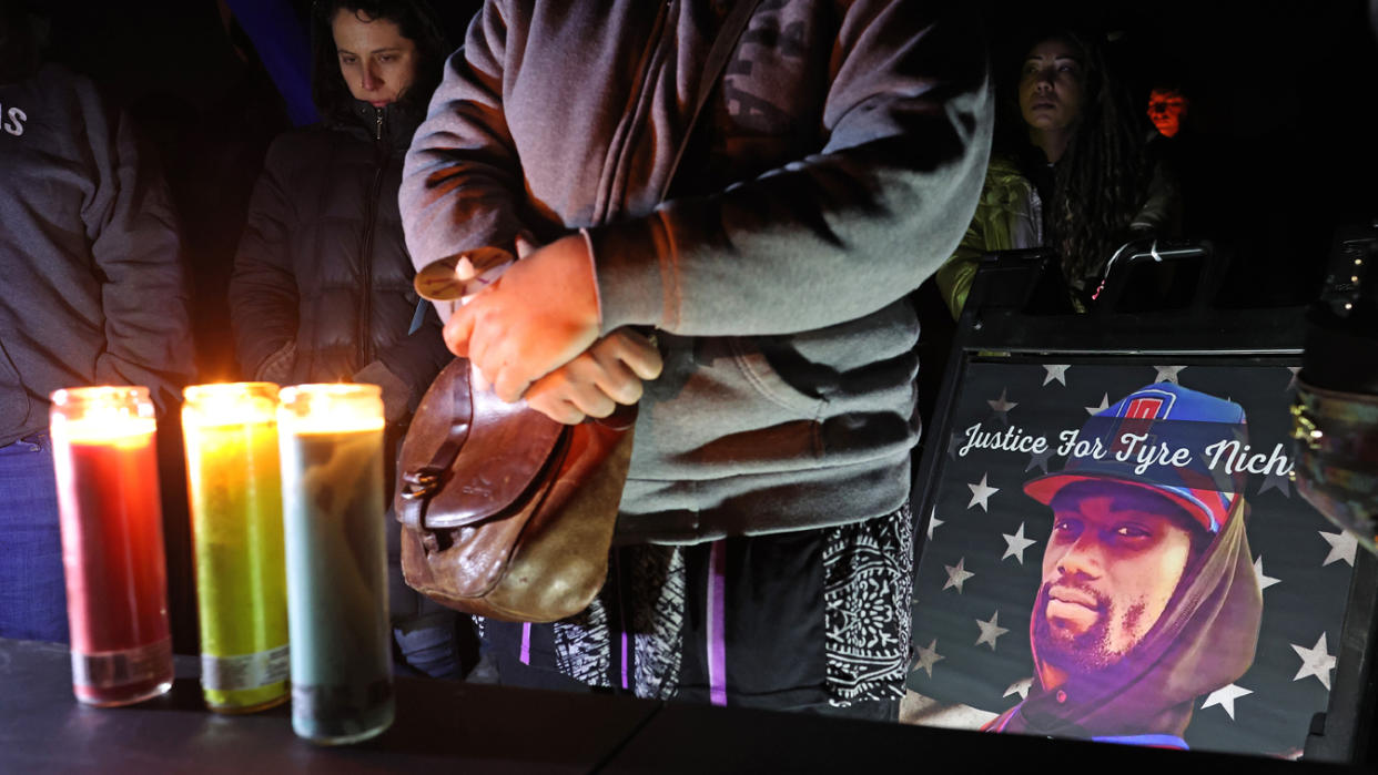 A vigil for Tyre Nichols in Sacramento, Calif., Jan. 30