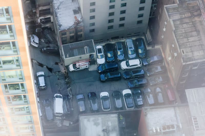 Aftermath of the collapse of a parking garage in the Manhattan borough of New York City