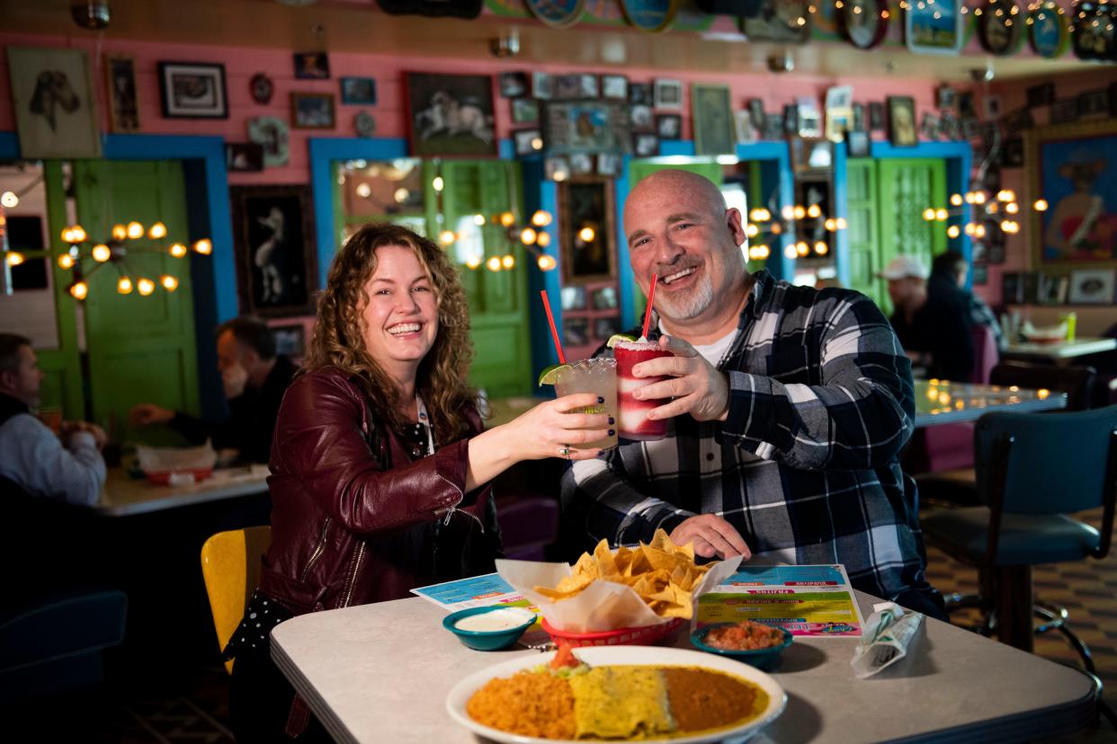 Mackensy Lunsford and  Brad Schmitt at Chuy's in Nashville , Tenn., Thursday, Feb. 9, 2023.