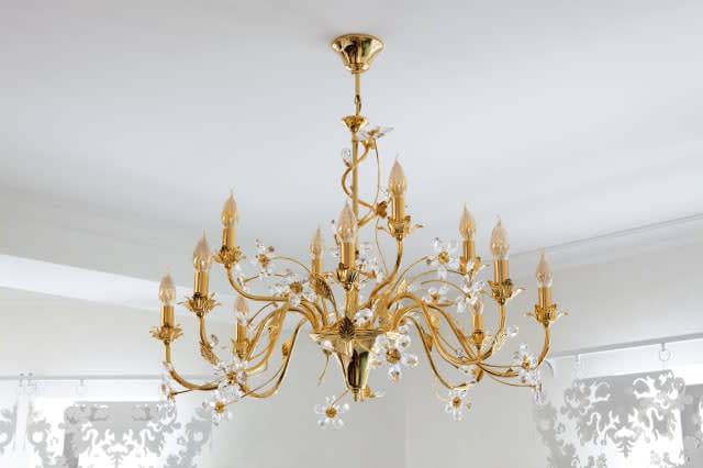 beautiful bronze chandelier in...