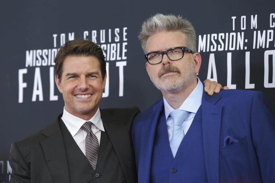 Actor Tom Cruise, left, and director, writer, producer Christopher McQuarrie attend the U.S. premiere of 