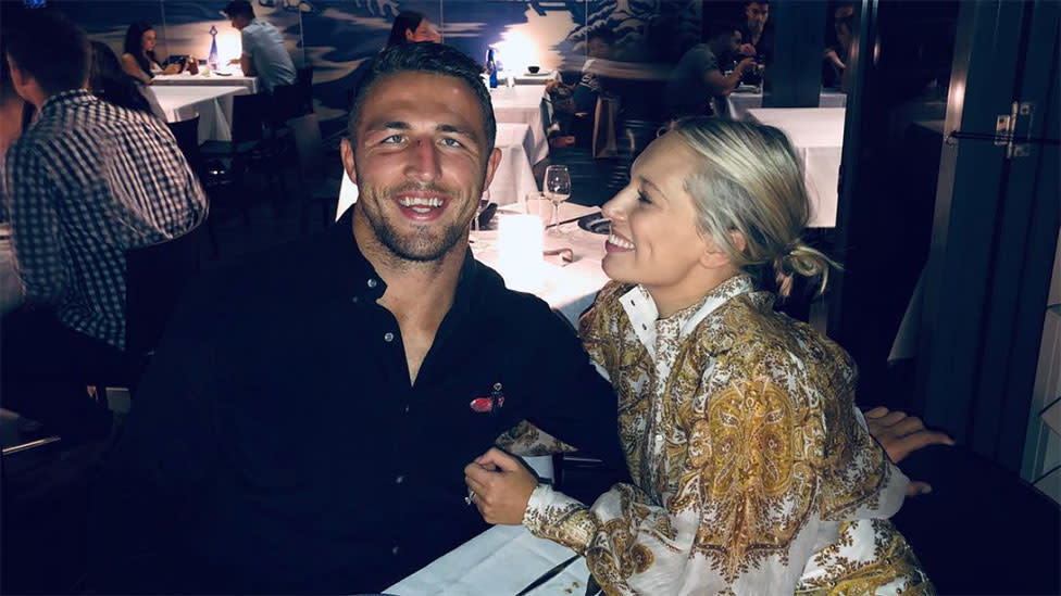 Phoebe and Sam Burgess at Sam's birthday